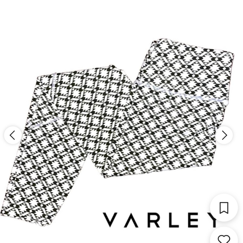 NWOT Varley Bedford Yoga Workout Leggings Black White Aztec Print Size XS